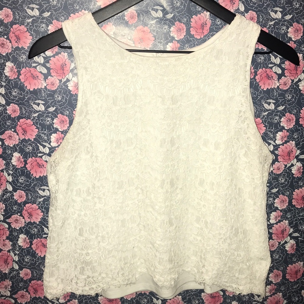 White laced tank top
